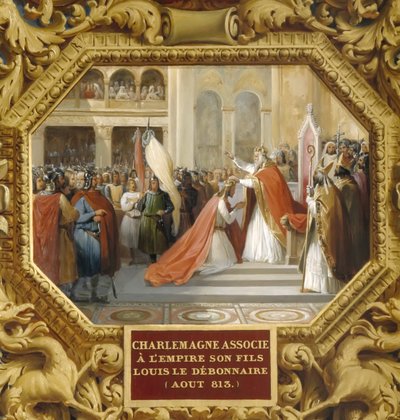 Karl der Große krönt seinen Sohn Ludwig den Frommen im Jahr 813 von Jean Alaux
