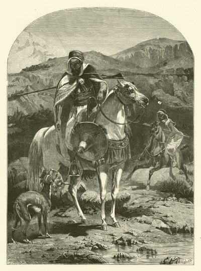 Hasenjagd in Algerien mit Windhunden von Jean Antoine Valentin Foulquier