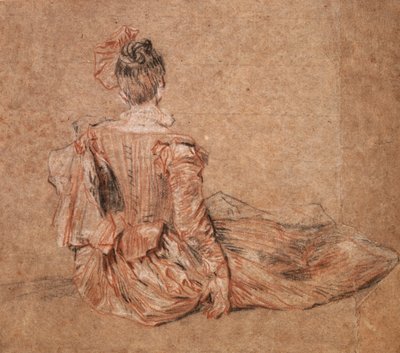 Studie einer Frau von hinten gesehen von Jean-Antoine Watteau, 1716-1718 von Jean Antoine Watteau