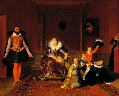 Heinrich IV. überrascht vom spanischen Botschafter beim Spielen mit seinen Kindern von Jean Auguste Dominique Ingres