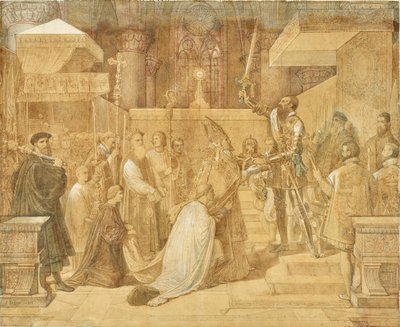 Der Herzog von Alba empfängt den Segen des Papstes in der Kathedrale von Sainte-Gudule, Brüssel von Jean Auguste Dominique Ingres