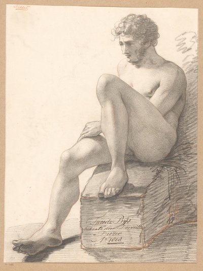 Sitzender männlicher Akt von vorne gesehen (2. Preis 1808) von Jean Augustin Daiwaille