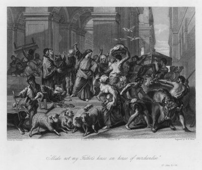 Die Entweihenden aus dem Tempel vertrieben, Johannes II von Jean Baptiste (after) Jouvenet