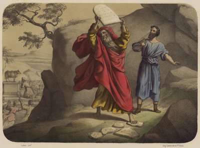 Moses zerbricht die Gesetzestafeln von Jean Baptiste Auguste Leloir
