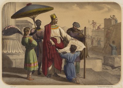 Salomo baut den Tempel von Jean Baptiste Auguste Leloir