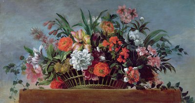Geflochtener Korb mit Blumen von Jean Baptiste Belin de Fontenay