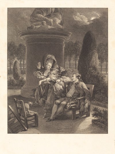 Der Abend in den Tuilerien von Jean Baptiste Blaise Simonet after Pierre Antoine Baudouin