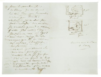 Autographenbrief an den Landschaftsmaler und Politiker Charles Le Roux, Paris, 29. Januar 1855 von Jean Baptiste Camille Corot