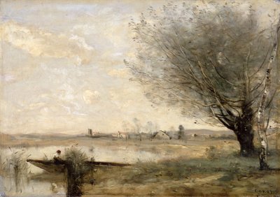 Fischer am Ufer vertäut von Jean Baptiste Camille Corot