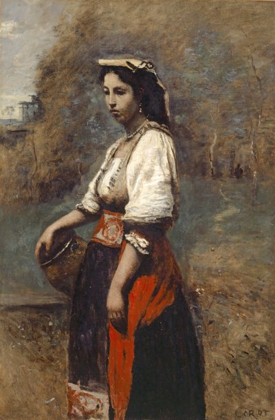 Italienische Frau am Brunnen von Jean Baptiste Camille Corot