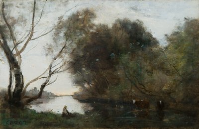See: Sonnenuntergang, ca. 1820-1860 von Jean Baptiste Camille Corot