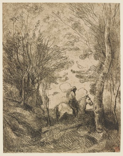 Der große Reiter im Wald von Jean Baptiste Camille Corot