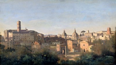 Das Forum vom Farnesischen Garten aus gesehen, Rom, 1826 von Jean Baptiste Camille Corot