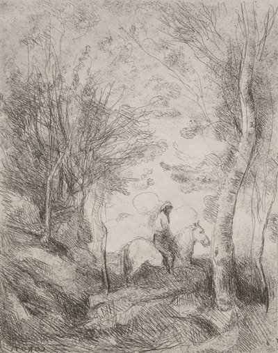 Der große Kavalier im Wald, Originaldruck 1854, gedruckt 1921 von Jean Baptiste Camille Corot