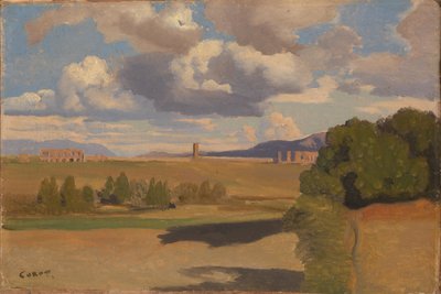 Die römische Campagna mit dem Claudius-Aquädukt, ca. 1826 von Jean Baptiste Camille Corot