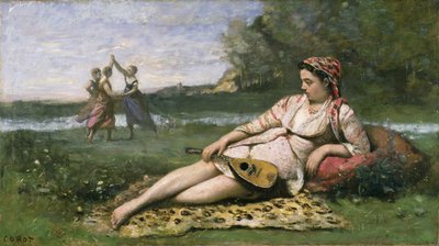 Junge Frauen von Sparta (oder Zigeunerin liegend) ca. 1868-70 von Jean Baptiste Camille Corot
