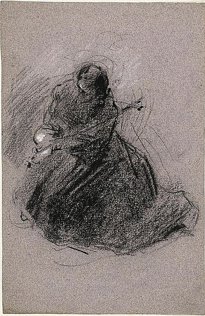Heiliger Franziskus (recto); Zwei Figuren (verso) von Jean Baptiste Carpeaux