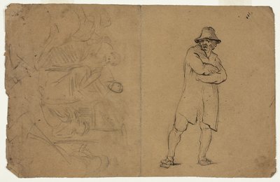 Zwei Skizzen: Stehender Mann mit verschränkten Armen und Gruppe von Figuren von Jean Baptiste Carpeaux