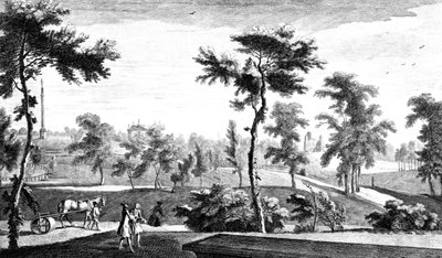 Ein Blick vom griechischen Tempel zur Lord Cobham
