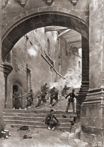 Französische Soldaten im Kampf, Deutsch-Französischer Krieg von Jean Baptiste Edouard (after) Detaille