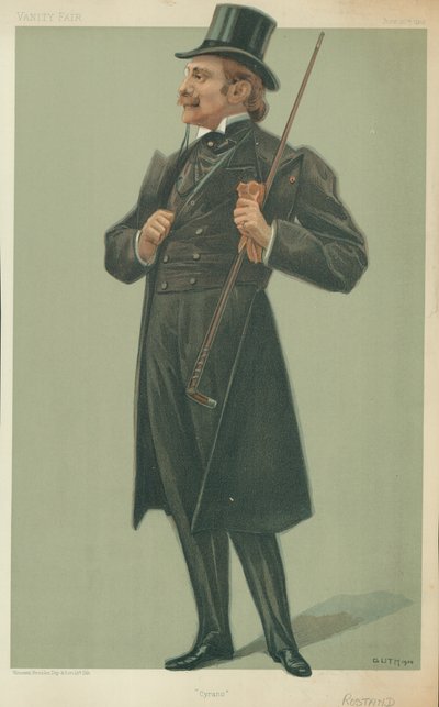 M Edmond Rostand, Cyrano, 20. Juni 1901, Vanity Fair Karikatur von Jean Baptiste Guth