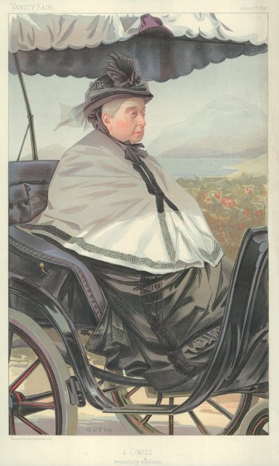 Königin Victoria, A Cimiez, morgendlicher Spaziergang, 17. Juni 1897, Vanity Fair Karikatur von Jean Baptiste Guth