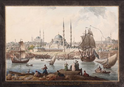 Die Yeni Cami und der Hafen von Istanbul, zweite Hälfte des 18. Jahrhunderts von Jean Baptiste Hilair