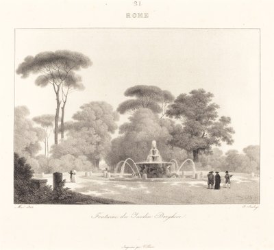 Brunnen im Borghese-Garten von Jean Baptiste Isabey