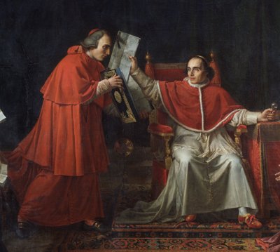 Unterzeichnung des Konkordats zwischen Frankreich und dem Heiligen Stuhl durch Papst Pius VII, 15. August von Jean Baptiste Joseph Wicar