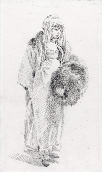 Russische Frau mit Pelzmuff von Jean Baptiste Le Prince