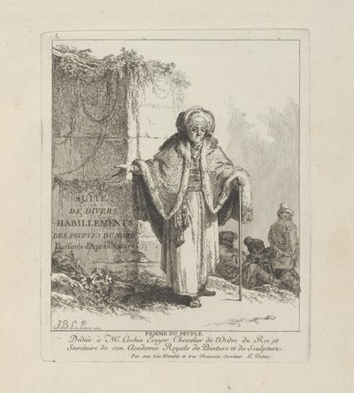 Frau des Volkes, Platte eins aus Divers Habillements des Peuples du Nord von Jean Baptiste Le Prince