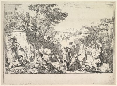 Dorffest Fête de village dans la campagne romaine, ca. 1735-40 von Jean Baptiste Marie Pierre