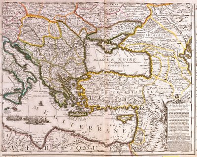 Karte des östlichen Mittelmeers und der Schwarzmeerländer, Türkei und Provinzen Kleinasiens von Jean Baptiste Nolin