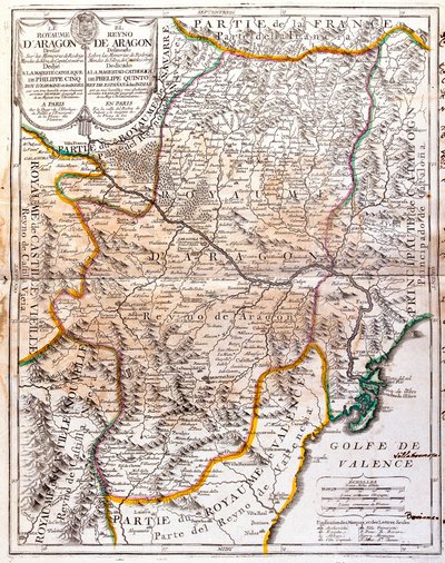 Karte des Königreichs Aragon (Spanien) von Jean Baptiste Nolin