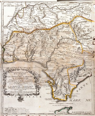 Karte der Königreiche Granada und Andalusien (Spanien) von Jean Baptiste Nolin