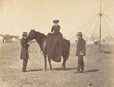 [Lady Canning auf ihrem schwarzen Araber und Lord Clyde, Oberbefehlshaber] von Jean Baptiste Oscar Mallitte