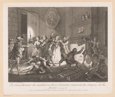 Interieur mit kämpfenden Menschen von Jean Baptiste Oudry