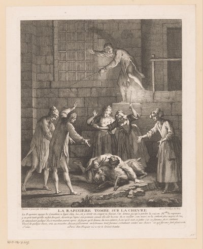 Mann fällt auf eine Ziege von Jean Baptiste Oudry