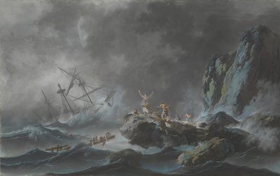 Ein Schiffswrack im Sturm von Jean Baptiste Pillement