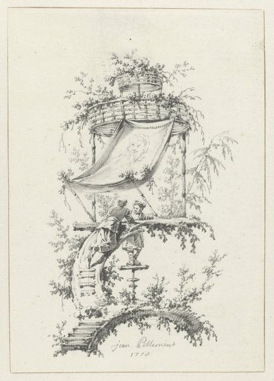 Ornamentale Komposition im Chinoiserie-Stil (Ornamentale Entwürfe im Chinoiserie-Stil für Deuxième Cahier de six Baraques Chinoises) von Jean Baptiste Pillement