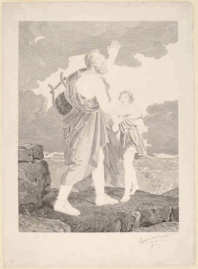 Blinder Homer von Jean Baptiste Raphael Urbain Massard, after Baron François Gerard