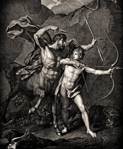Die Erziehung des Achilles durch Chiron, um 1798 von Jean Baptiste Regnault