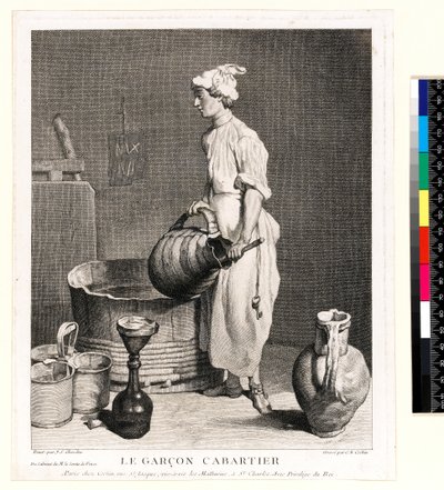 Le Garçon Cabaretier (Der Kellerjunge) gestochen von Charles Nicolas Cochin I (1688-1754) 1750 (Radierung & Stich) von Jean Baptiste Simeon (after) Chardin