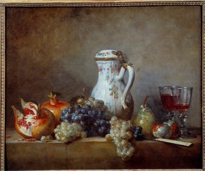 Trauben und Granatäpfel von Jean Baptiste Simeon Chardin