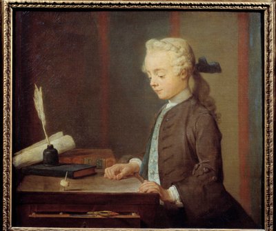 Das Toton-Kind. Auguste Gabriel Godefroy (1728-1813). Ein Kind spielt Toton, eine Art Kreisel mit vier Seiten von Jean Baptiste Simeon Chardin