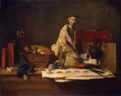 Stillleben mit Attributen der Künste von Jean-Baptiste Simeon Chardin