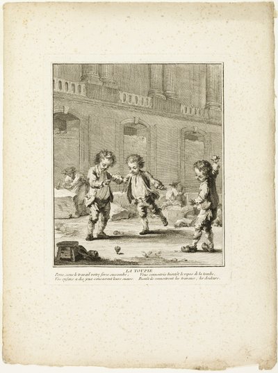 Der Kreisel, aus Die Spiele der Straßenkinder von Paris von Jean Baptiste Tilliard I