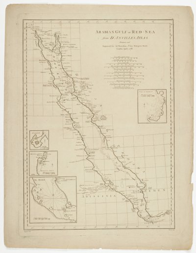 Arabischer Golf oder Rotes Meer, graviert von Thomas Bowen, 1788 von Jean Baptiste after dAnville