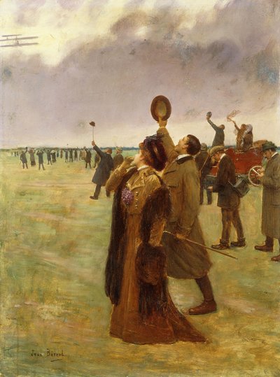 Flug des Wright-Doppeldeckers von Jean Beraud