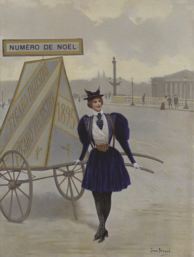 Werbung der Zukunft. Titelillustration von Le Figaro Illustre, Dezember 1895 von Jean Beraud